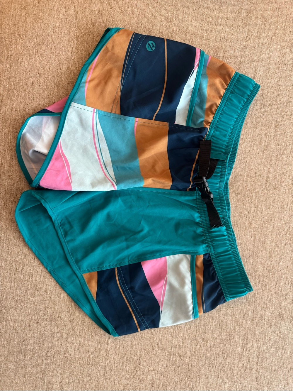 Teal Colorblock Swim/Active Shorts
